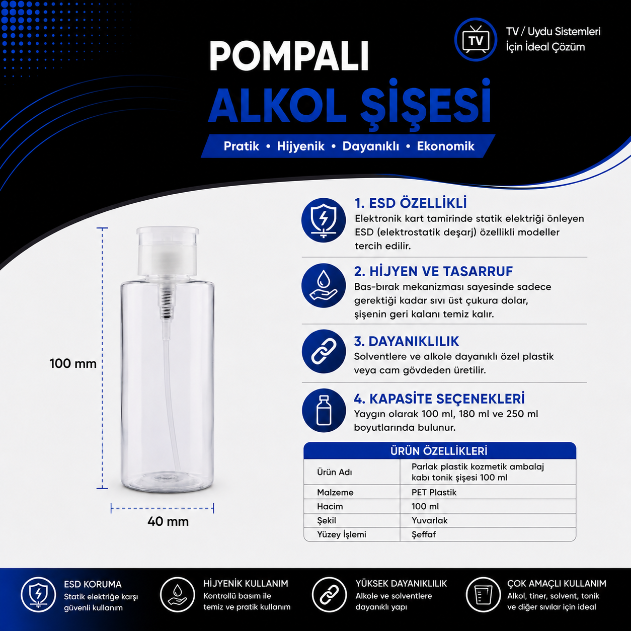 Pompalı Alkol Şişesi