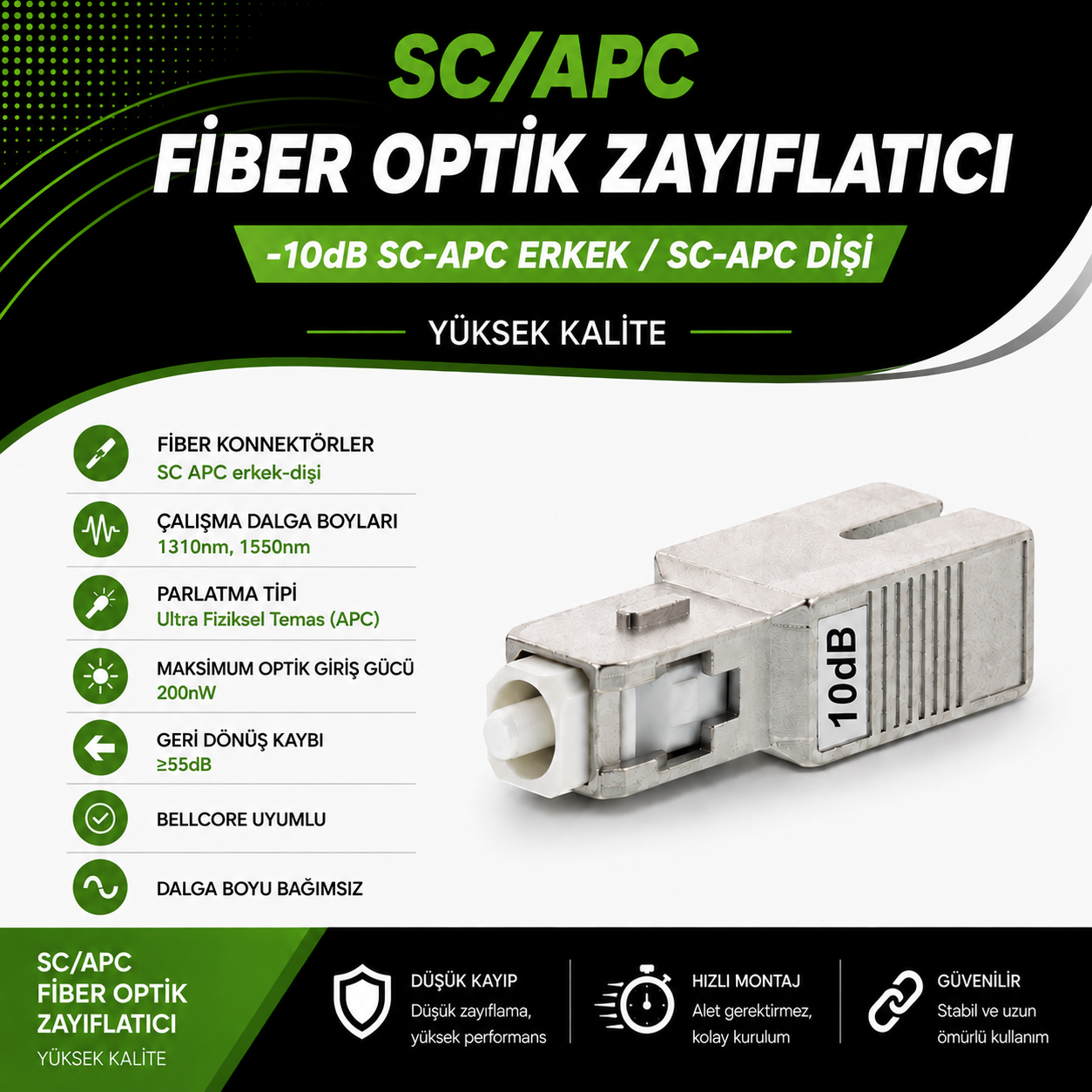 -10dB SC-APC-Erkek / SC-APC-Dişi