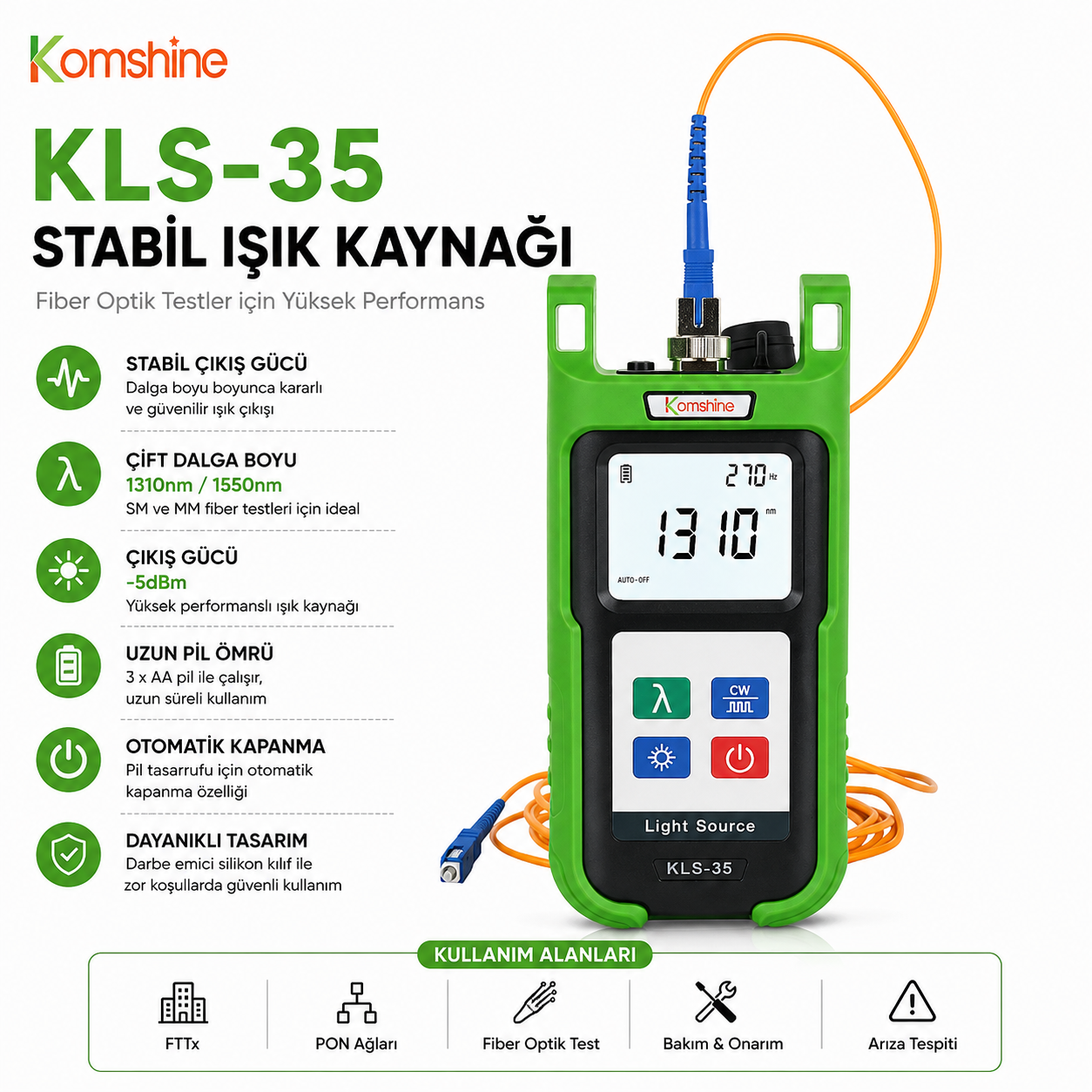 Komshıne Kls-35 Stabil Işık Kaynagı 1310nm/1550nm (-5Db)