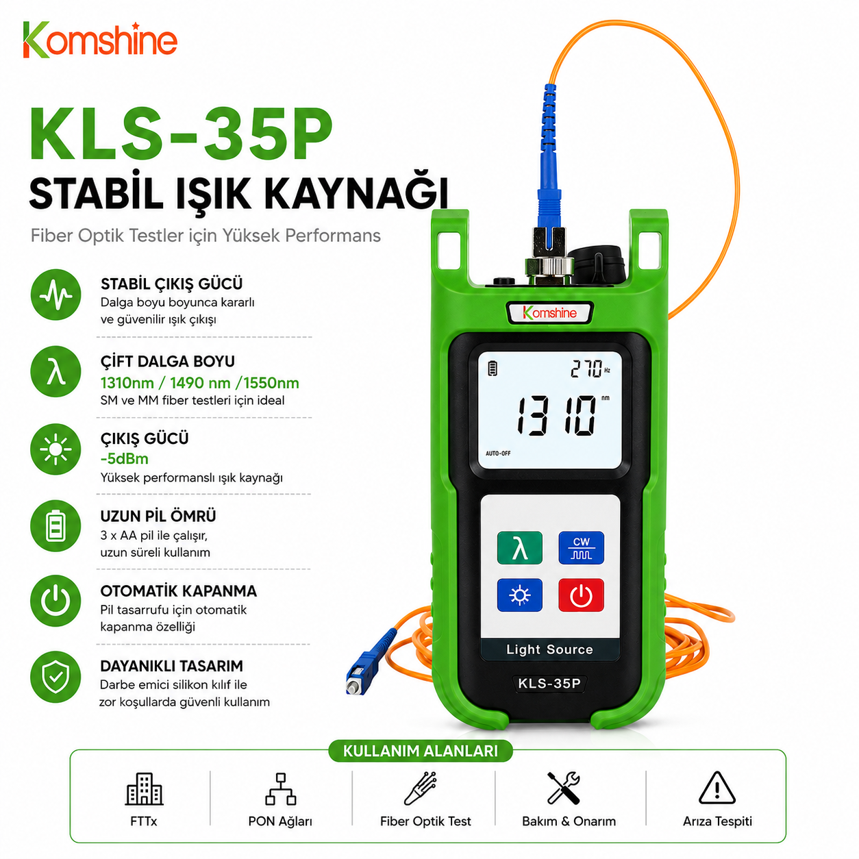 Komshıne Kls-35P Stabil Işık Kaynagı 1310nm/1490nm/1550nm (-5Db)