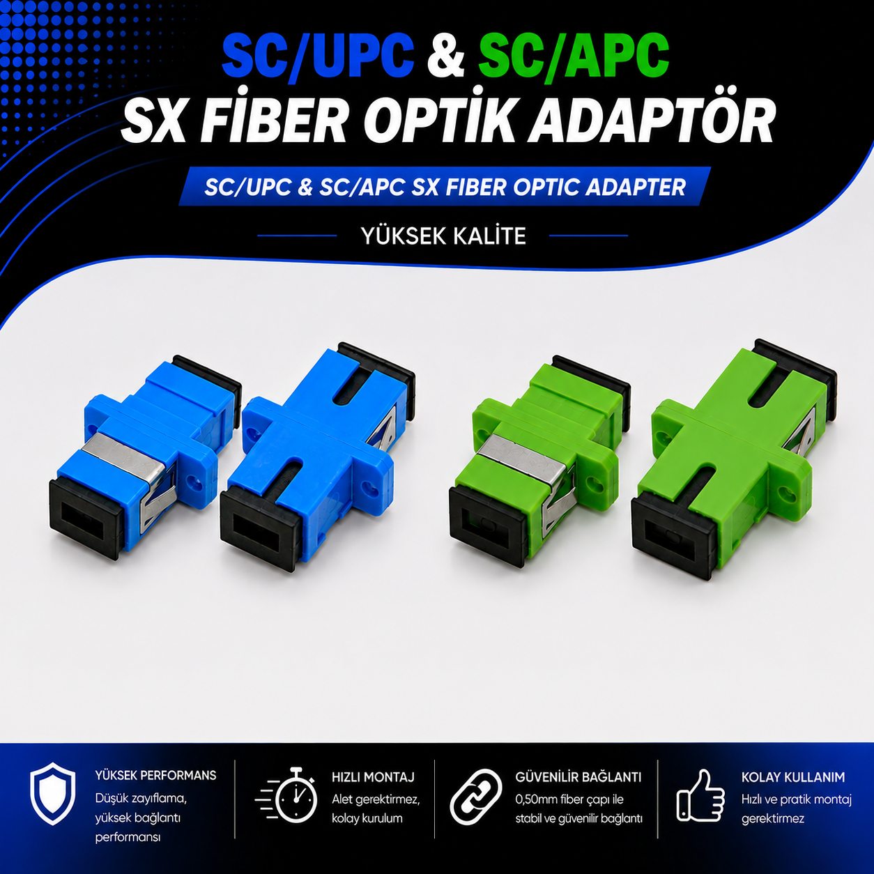 SC/UPC - SC/APC SX Fiber Optik Adaptör