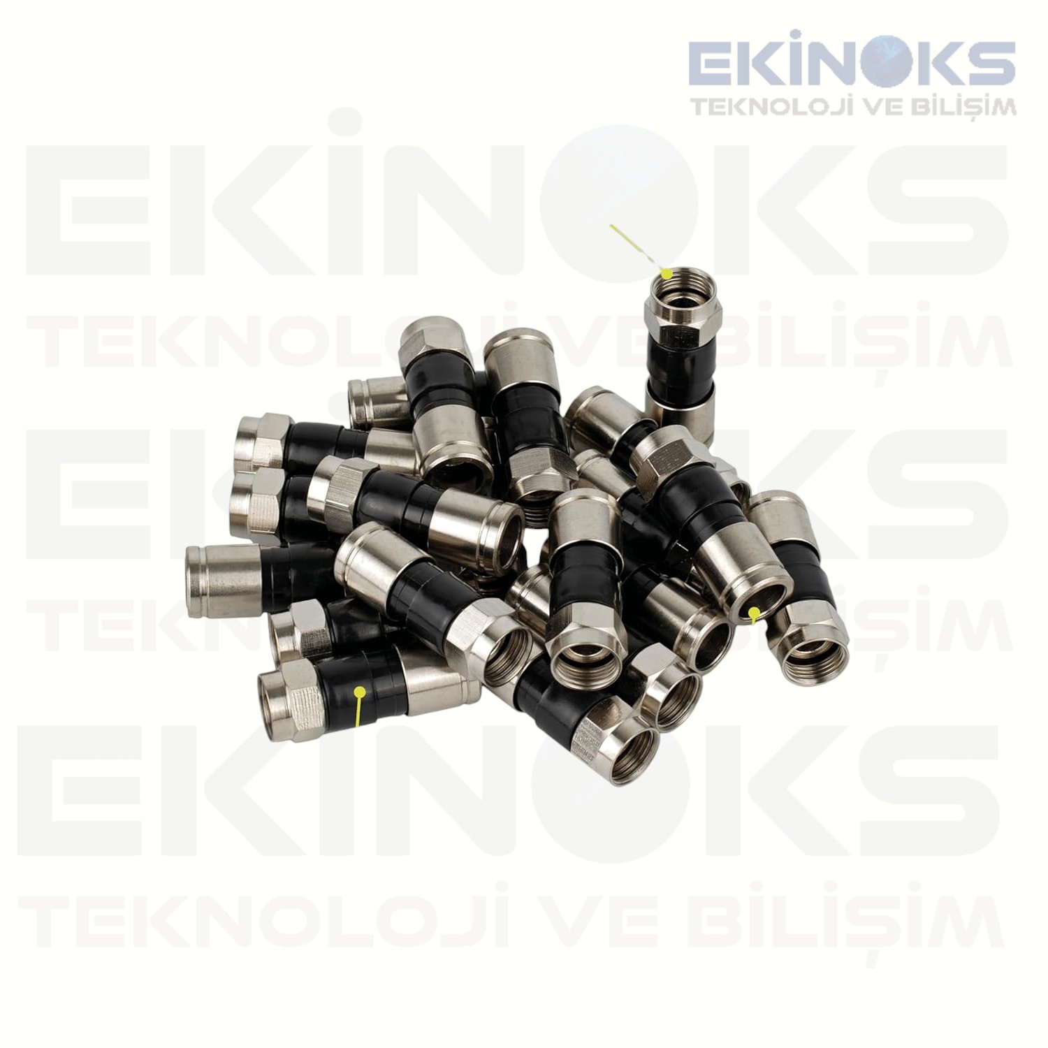 RG-6 Siyah Sıkmalı Tip F Konnektör (50'li Paket)
