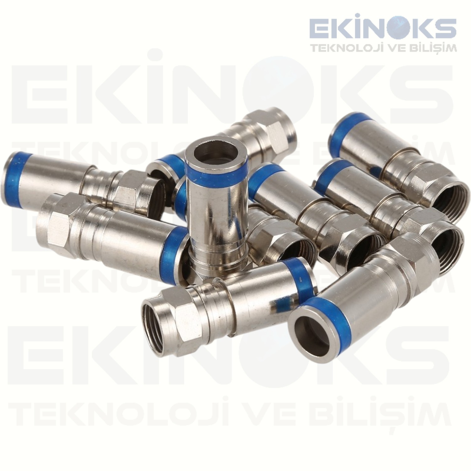 RG-6 Gümüş Sıkmalı Tip F Konnektör (50'li Paket)