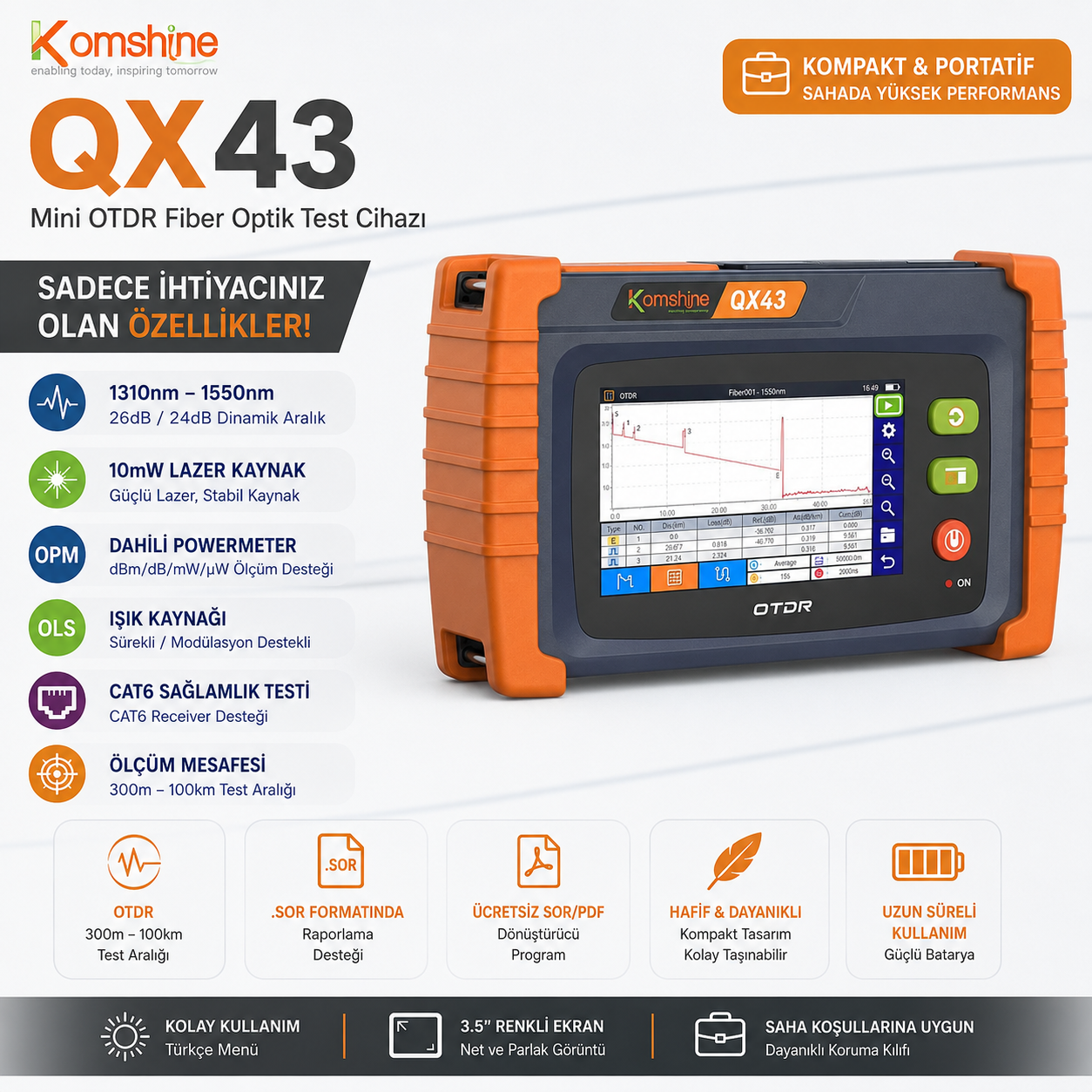 Komshine QX-43 1310nm-1550nm OTDR